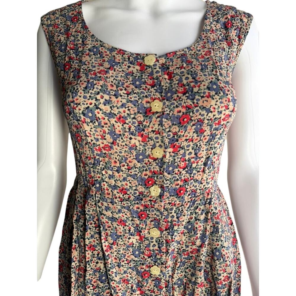 Vintage 90s Banana Republic Floral Dress Friends Era Rayon Button Front XS - Picture 2 of 6